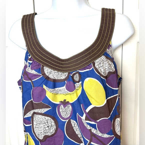 BODEN Fruit Print Tank Top Layering Blouse Scoop Neck Teacher Banana Cherry - Picture 3 of 10